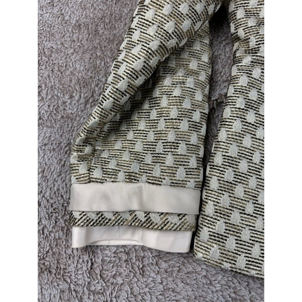 Donna Vinci Champagne Gold Church Suit Jacket Floral Rosette Jewel Button Sz 12 - Picture 7 of 16